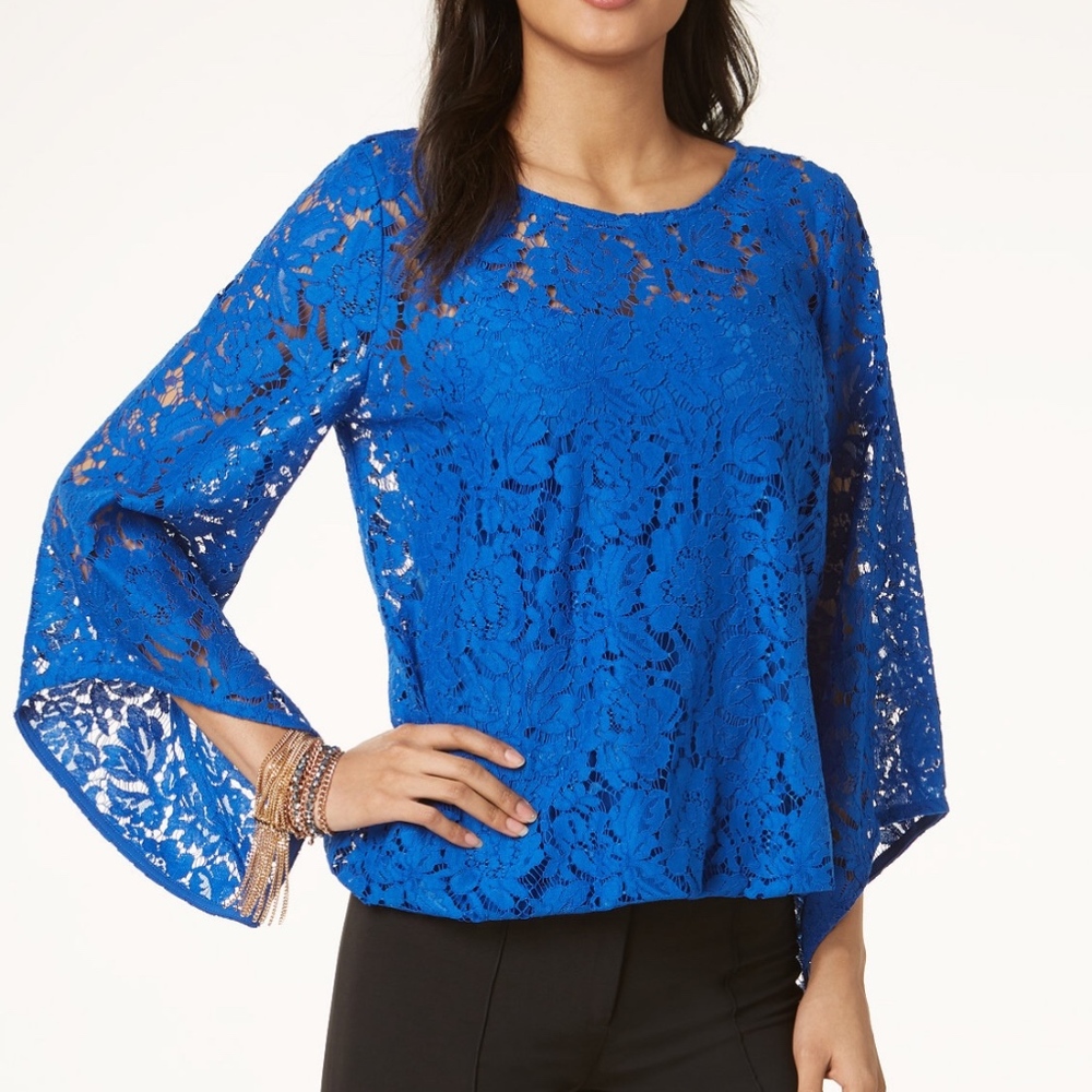 NWT Alfani Lace Blouson Top
